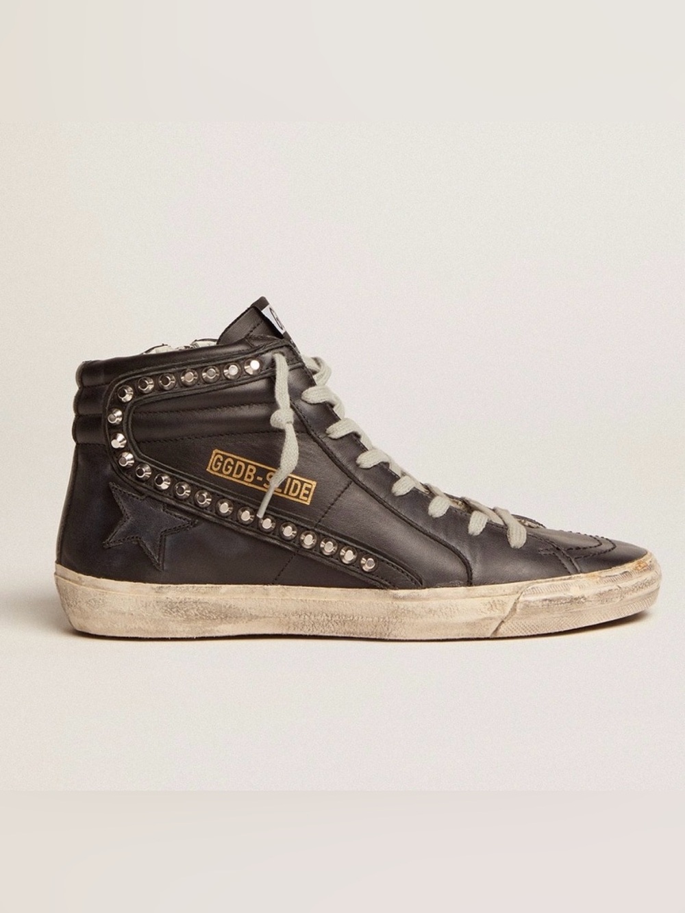 Golden Goose Classic High Top Slide Sneakers Black Studs 38
